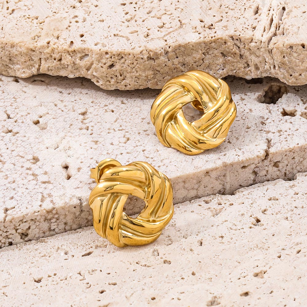 Twisted Stud Earrings | 18K Gold Plated