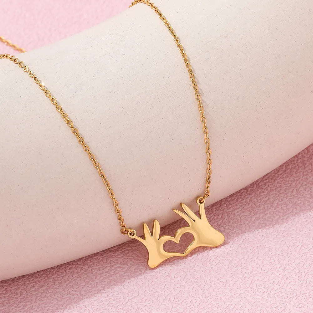 Cute Heart Gesture Pendant Necklace
