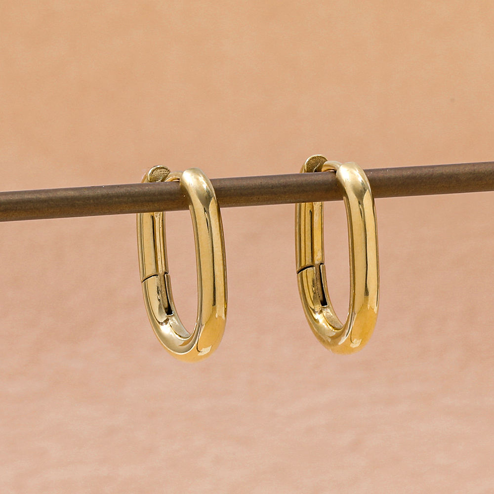 Oval Vintage Hoop Earrings | 18K Gold Plated