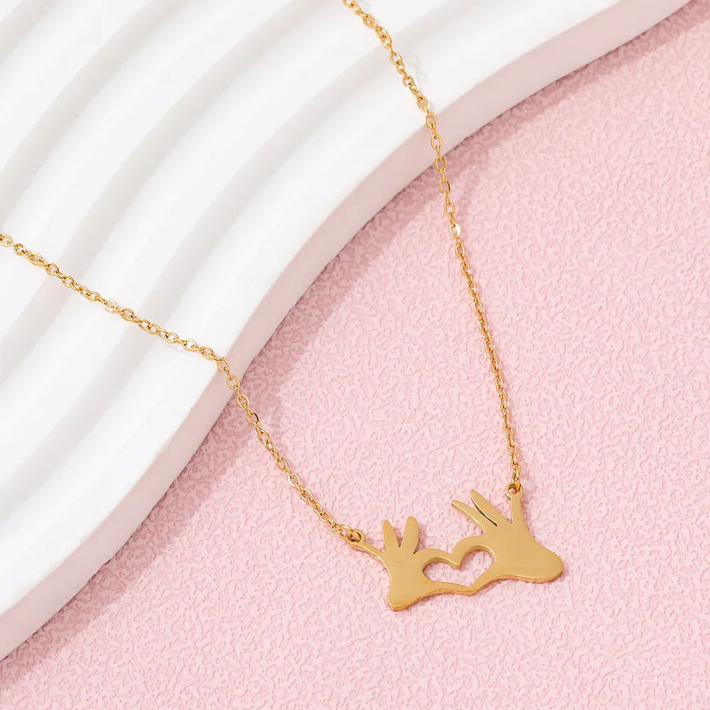 Cute Heart Gesture Pendant Necklace