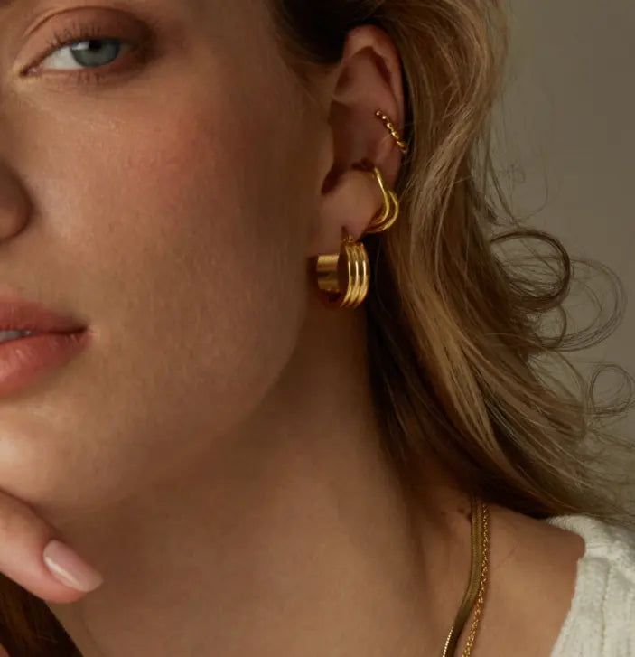 Layer Style 18K Gold Plated Hoop Earrings