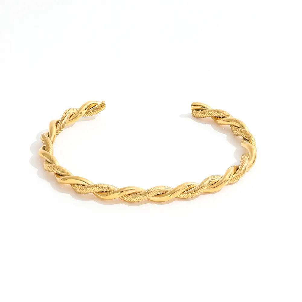 Twist Rope 18K Gold Plated Cuff Bangle