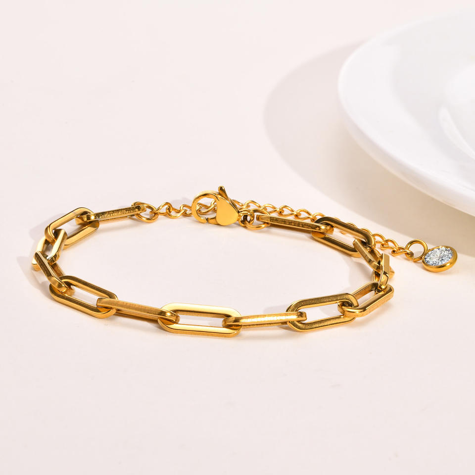 Paper Pin 18K Gold Plated Charm Bracelet