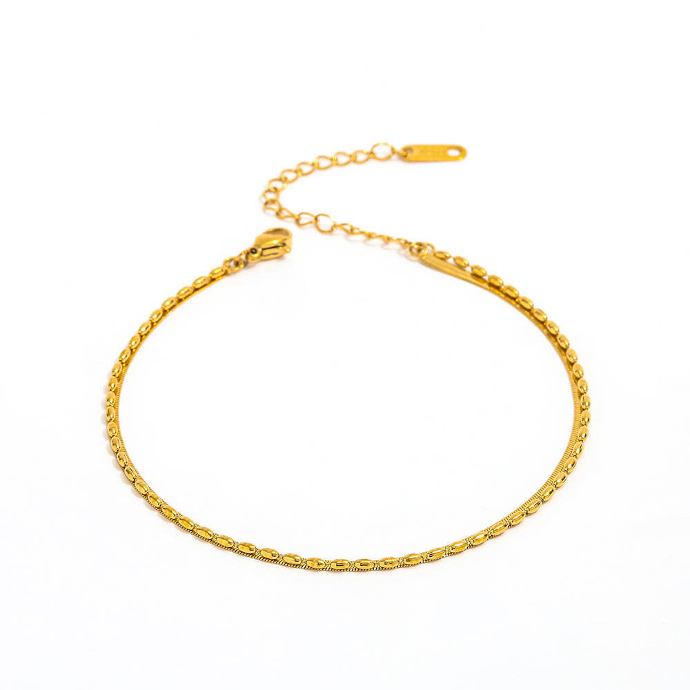 Double-Layer Bead Snake Chain Anklet | 18K Gold Plated