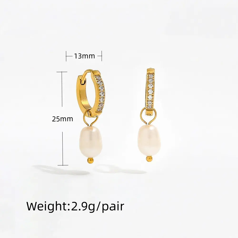 Pearl Huggies 18K Gold Plated Earrings