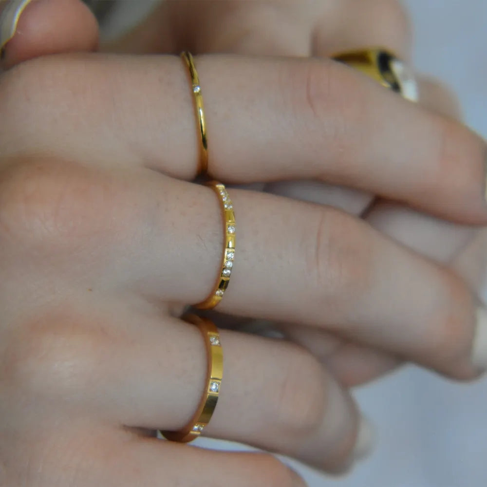 Minimalist Designer CZ 18K Gold Plated Rings
