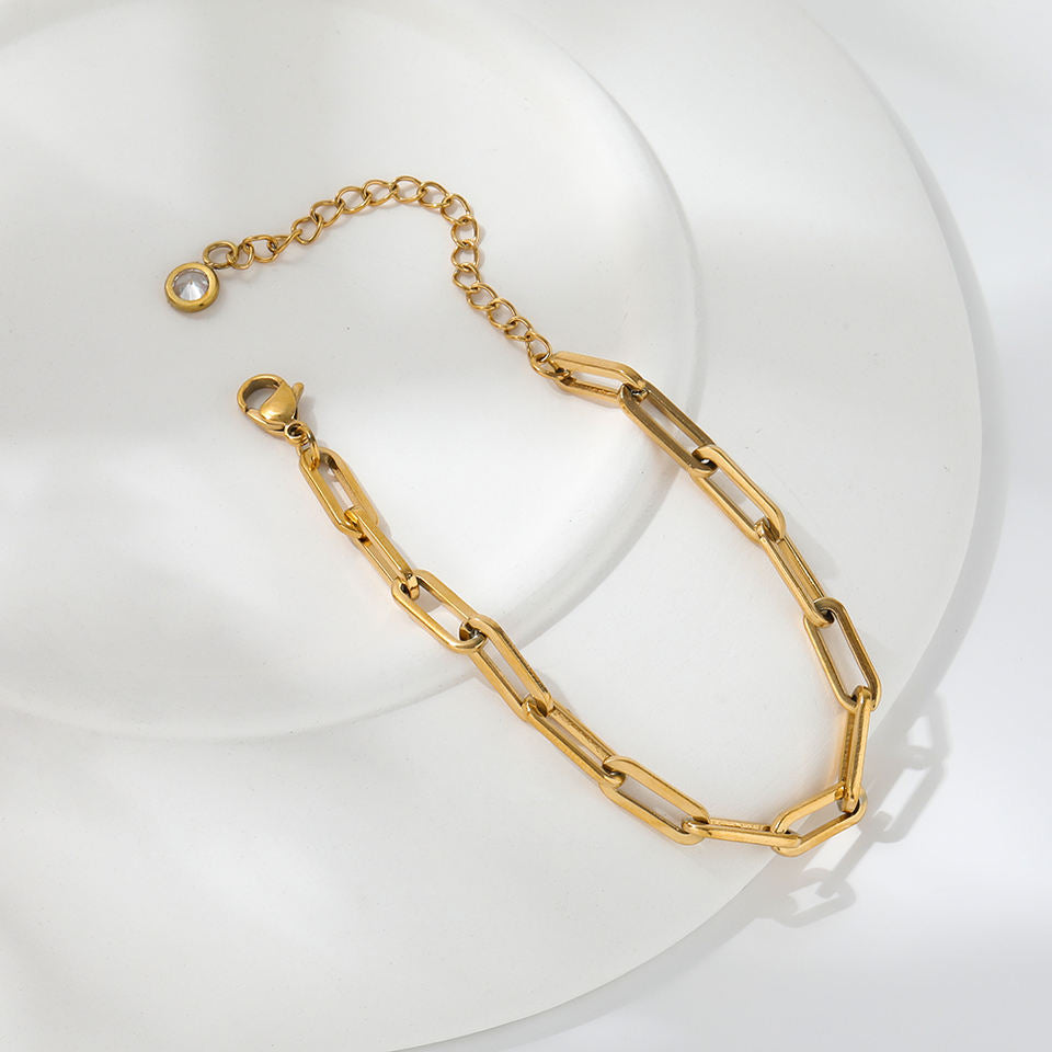 Paper Pin 18K Gold Plated Charm Bracelet