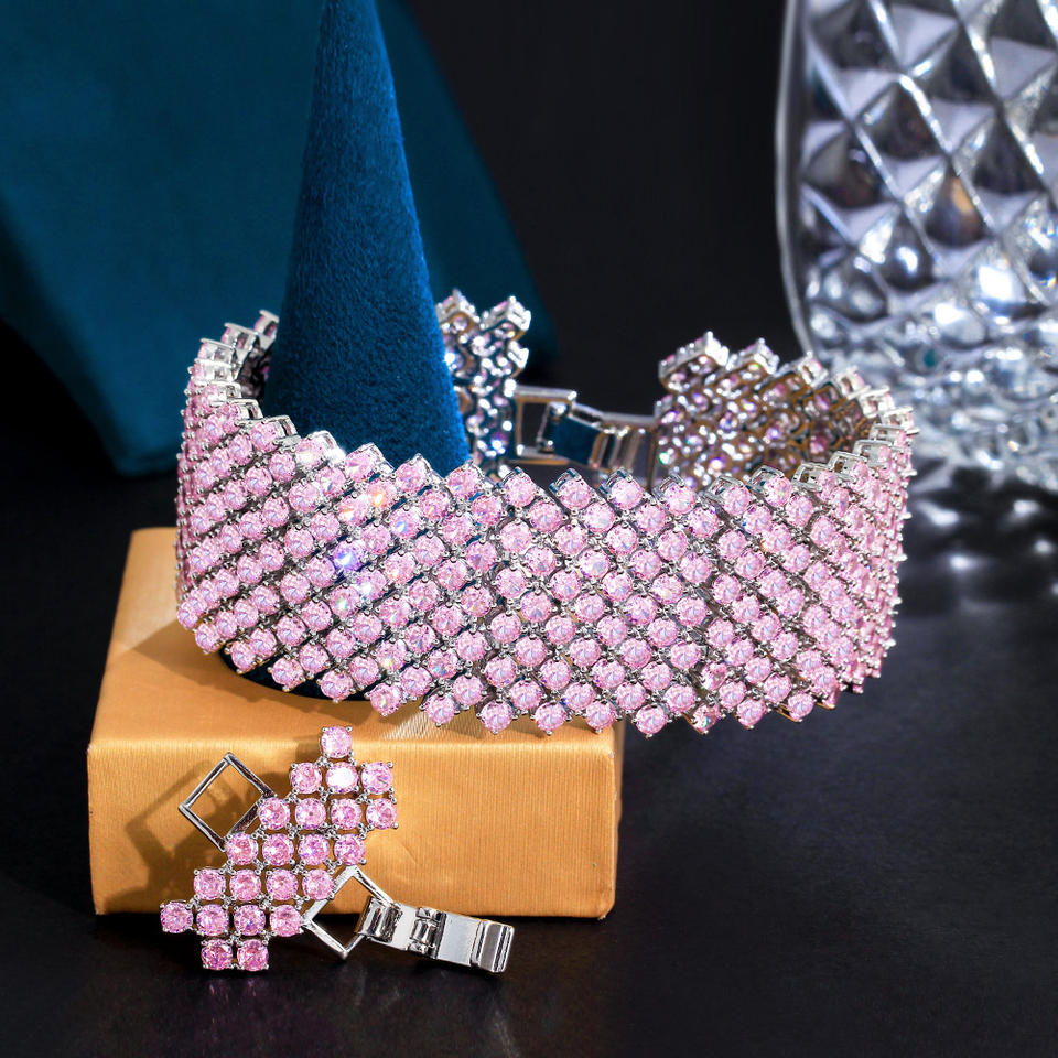 Wide Paved Cubic Zirconia Tennis Bracelet