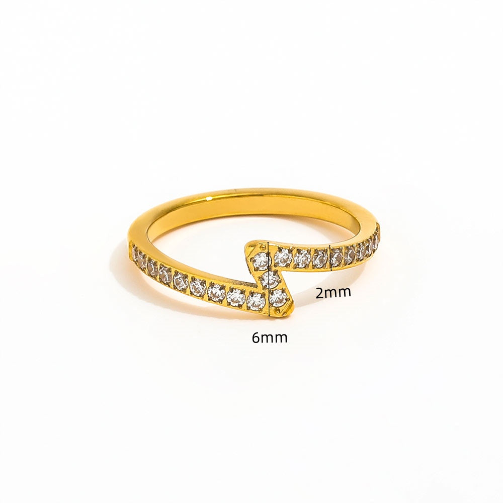 Lightning Dainty Half Pave Ring | 18K Gold Plated