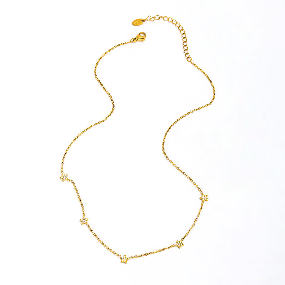 Pentastar CZ Dainty Necklace | 18K Gold Plated
