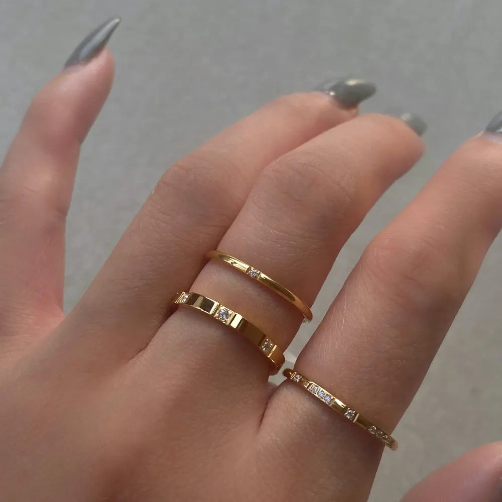 Minimalist Designer CZ 18K Gold Plated Rings