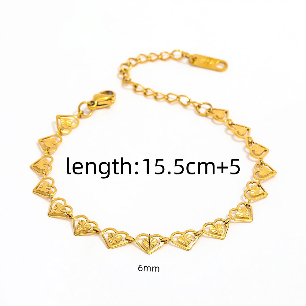 Love Heart Burst Hollow Necklace Bracelet Set