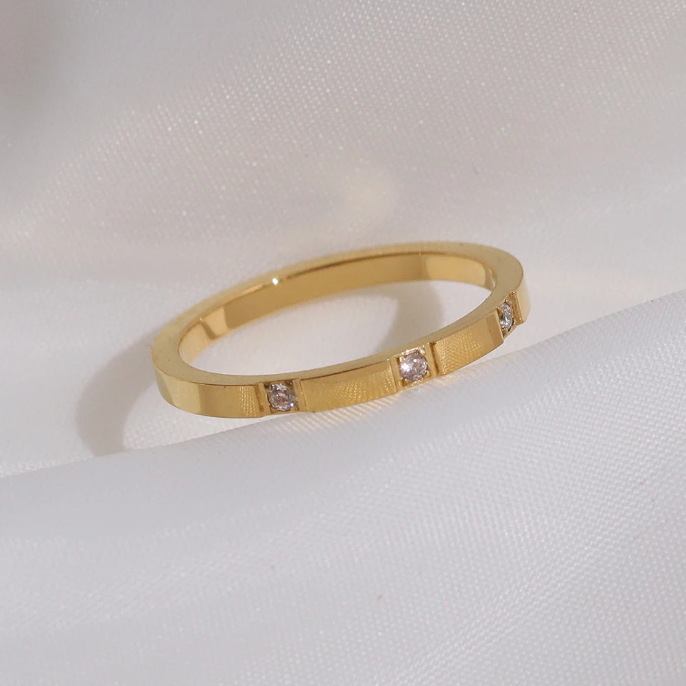 Minimalist Designer CZ 18K Gold Plated Rings