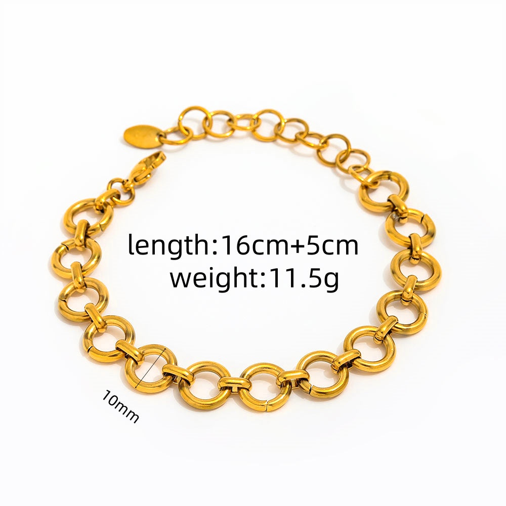 Round Circle Chain Bracelet | 18K Gold Plated