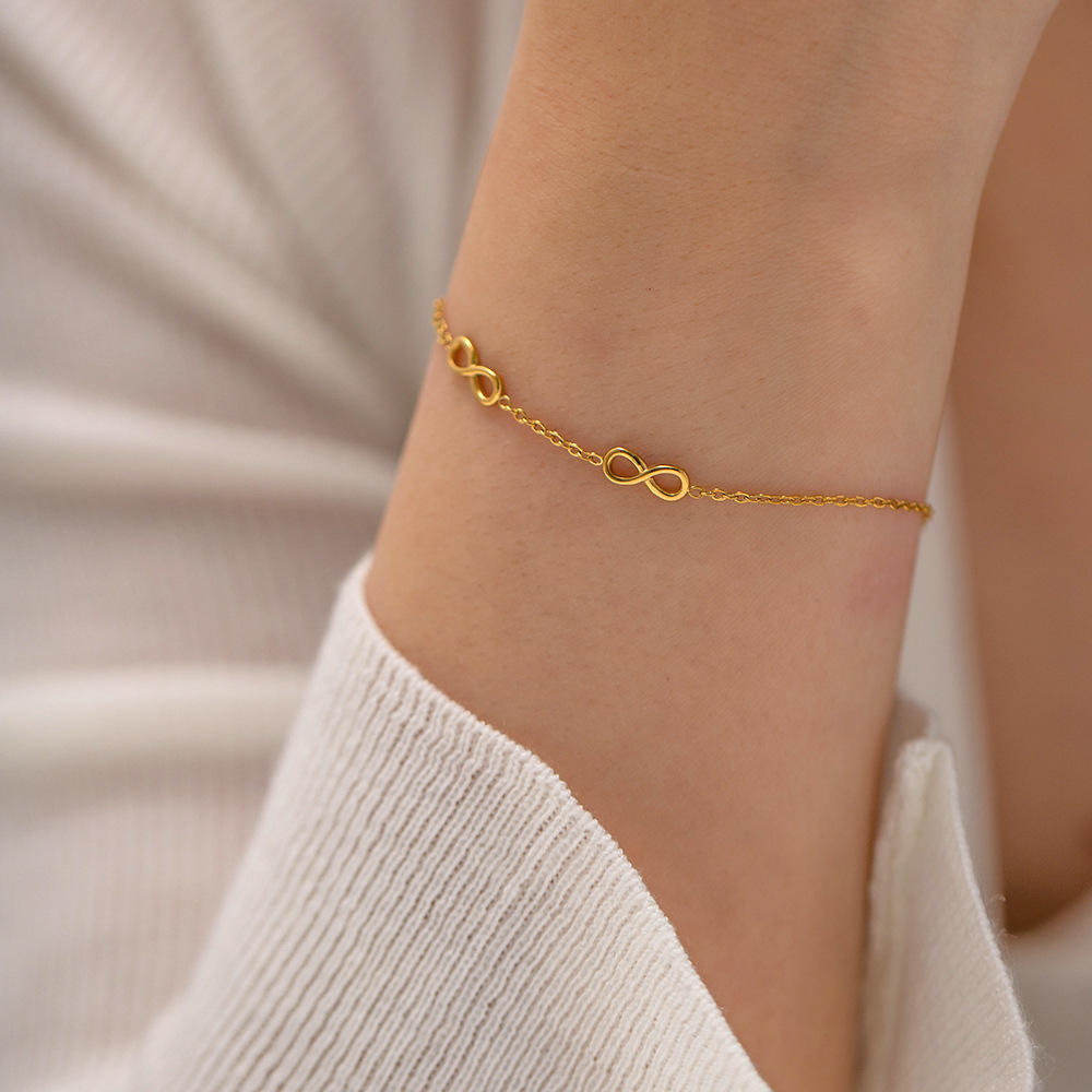 Infinity Sign Necklace and Bracelet | 18K Gold Plated