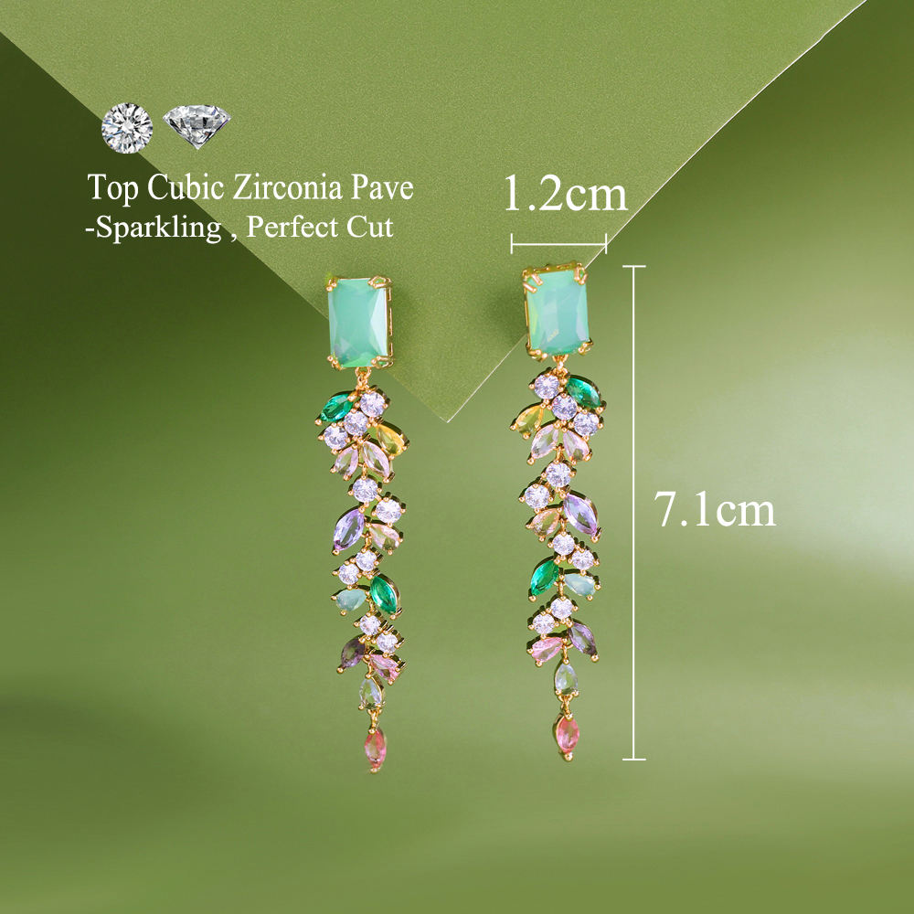 Multi-Coloured Long Dangle Earrings | Cubic Zirconia