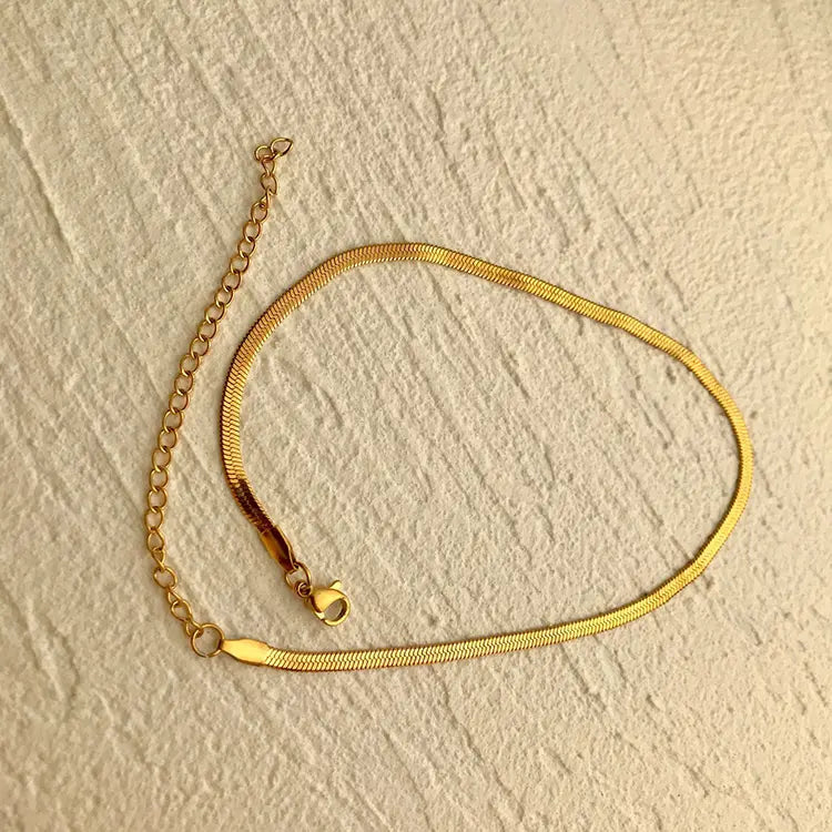 Herringbone Chain Necklace | 18K Gold Plated