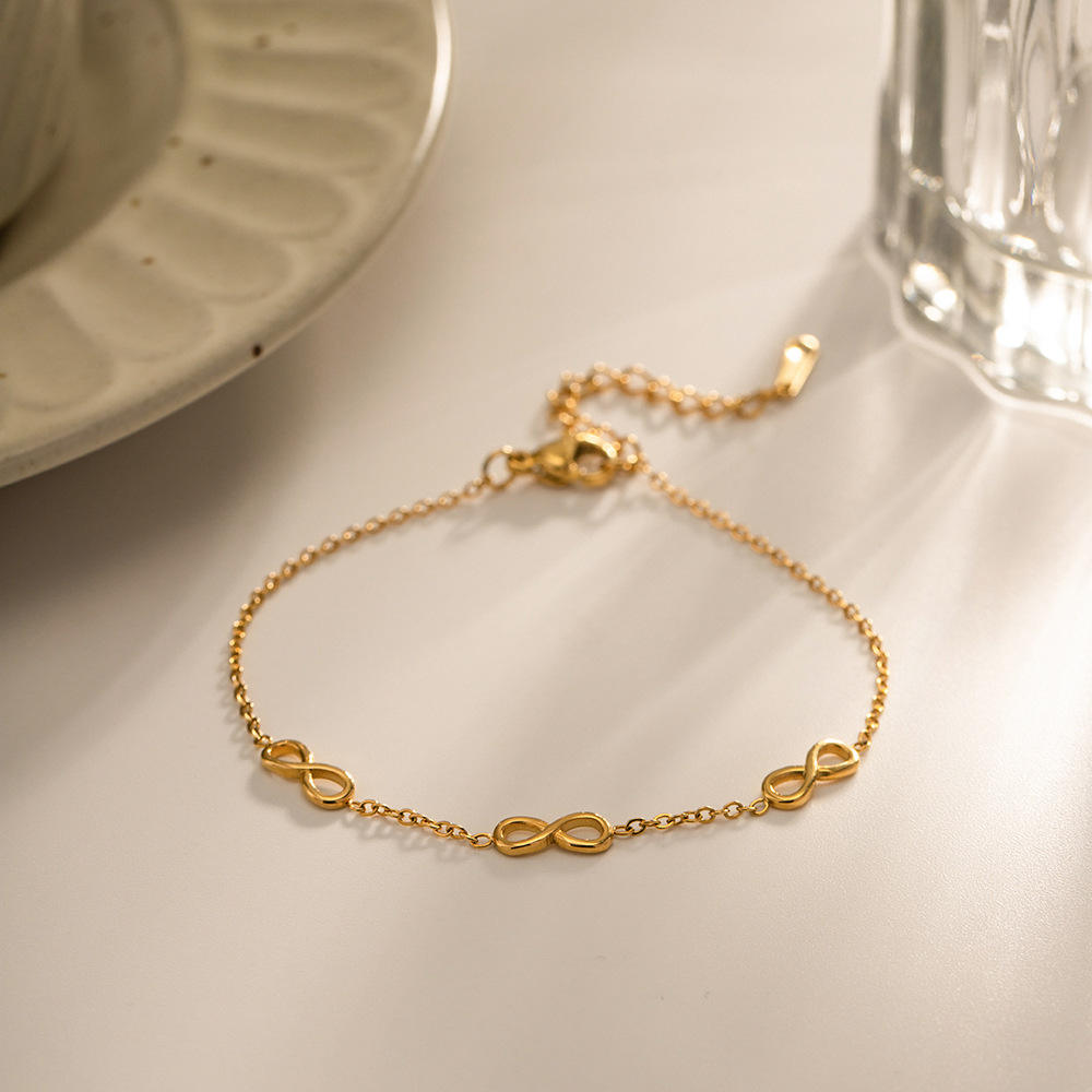 Infinity Sign Necklace and Bracelet | 18K Gold Plated