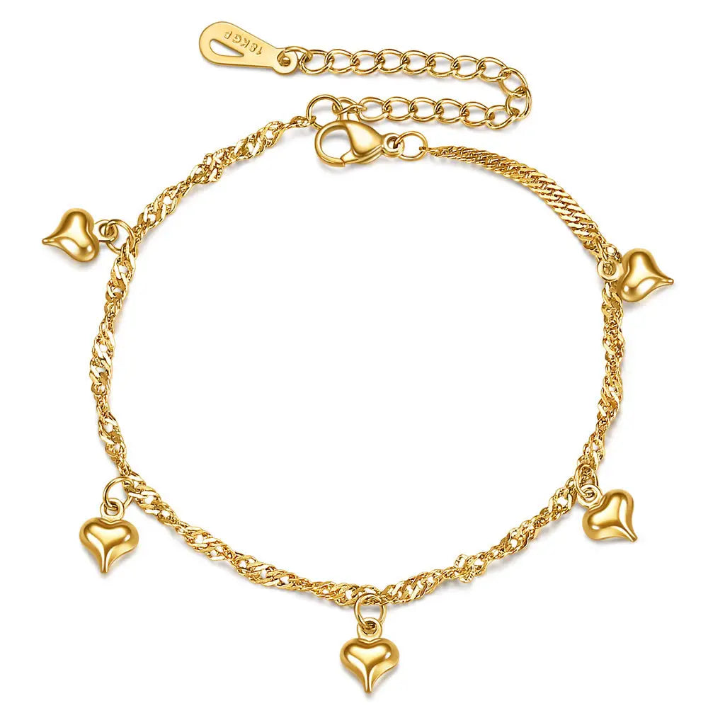 Love Heart 18K Gold Plated Charm Bracelet