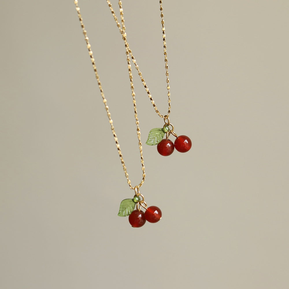 Red Cherry Necklace | 18K Gold Plated