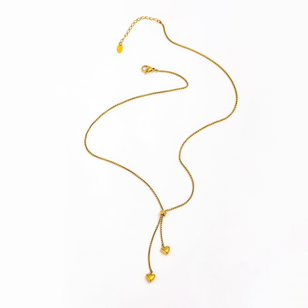 Heart Pendant Tassel Necklace | 18K Gold Plated