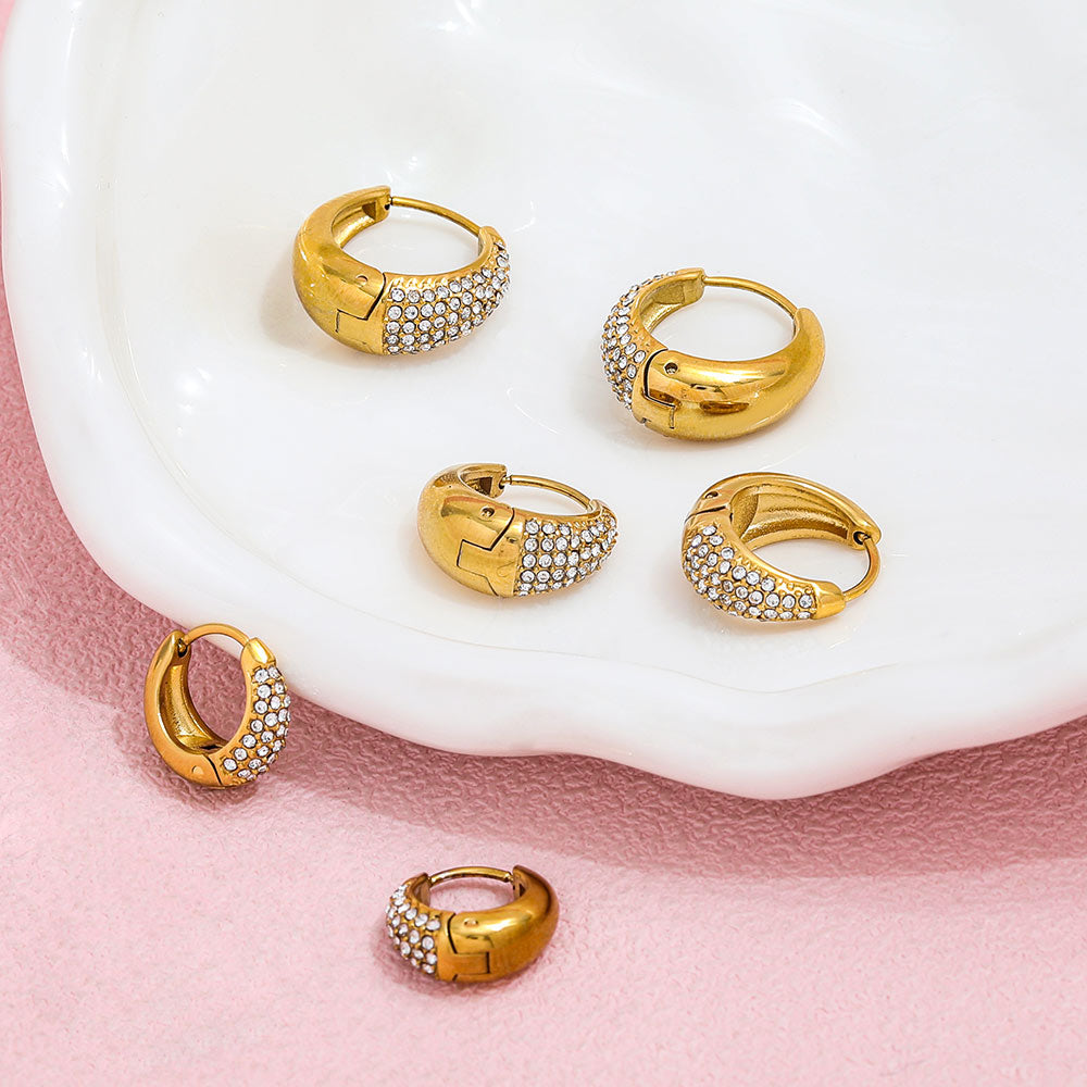 CZ Pave Huggie Earrings | 18K Gold Plated