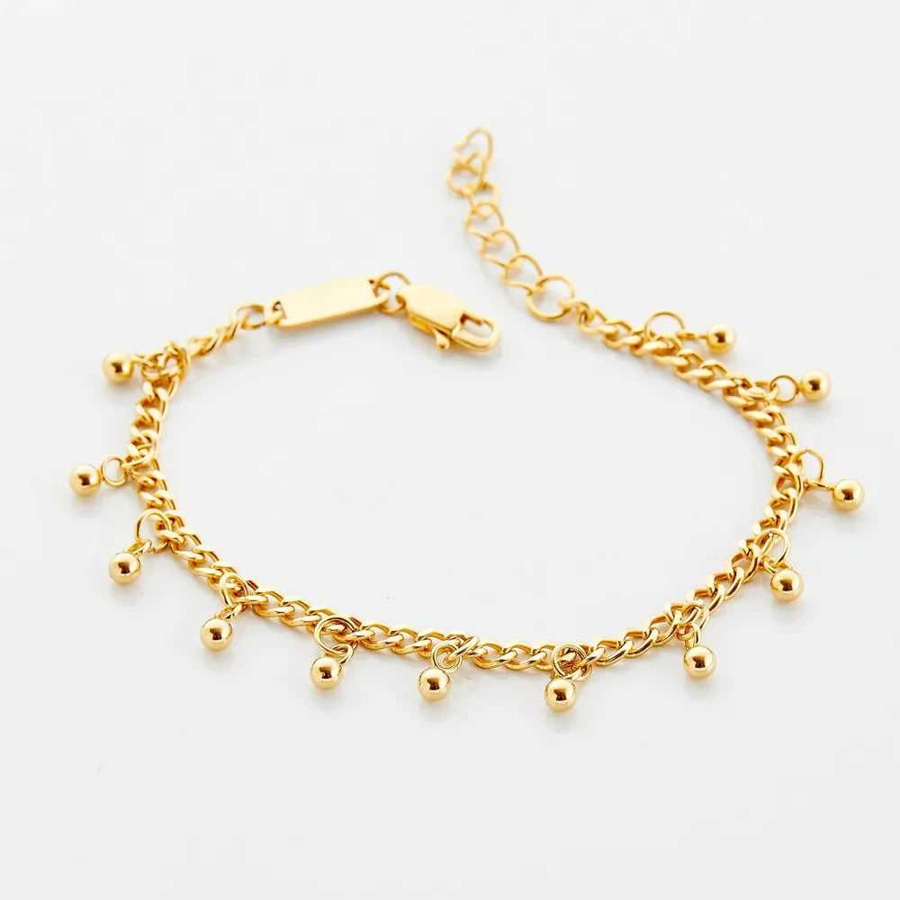 18K Gold Plated Ball Charm Anklet