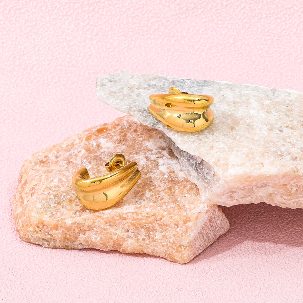 Double-layer C Shaped Earrings | 18K Gold Plated