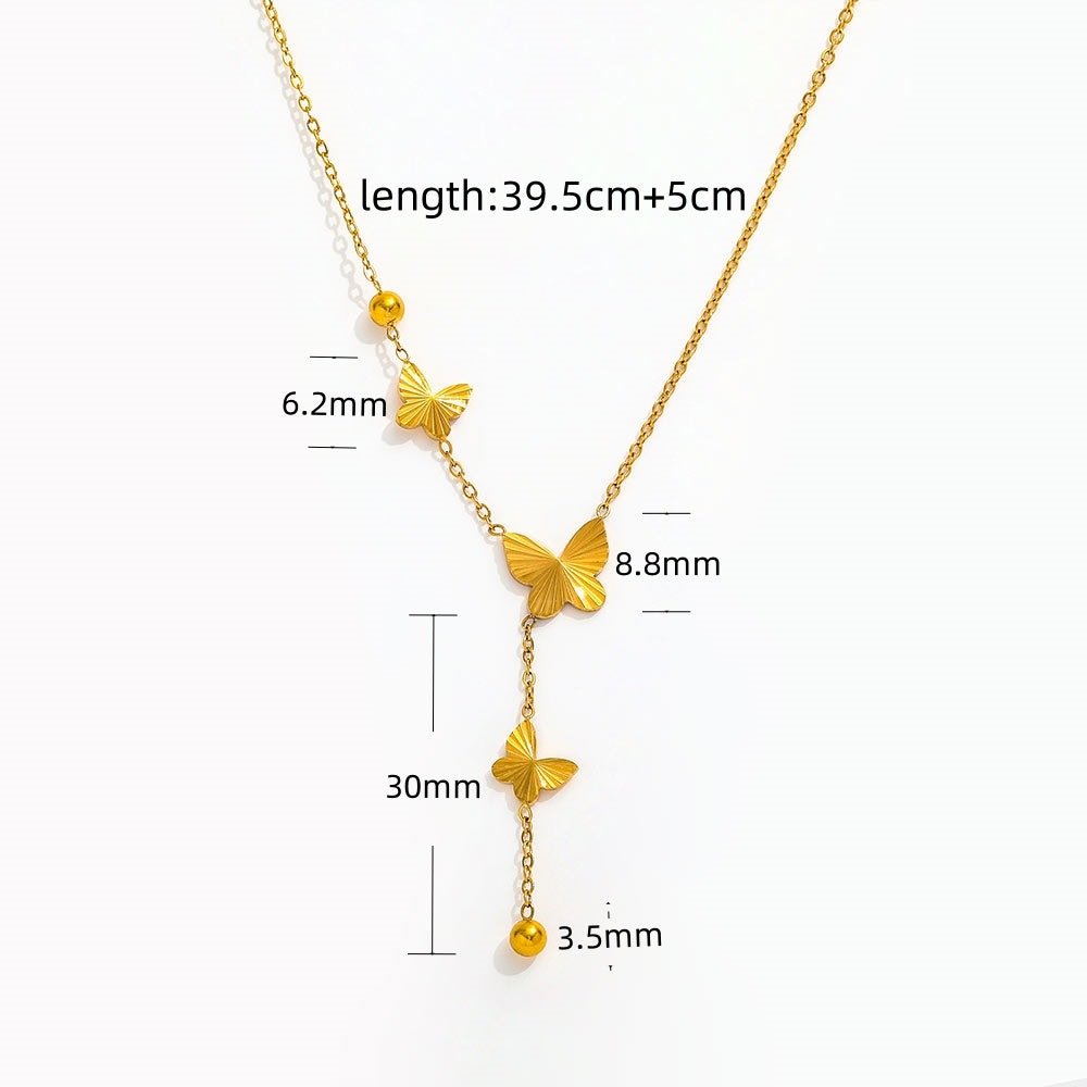 Butterfly Pendant Tassel Necklace | 18K Gold Plated