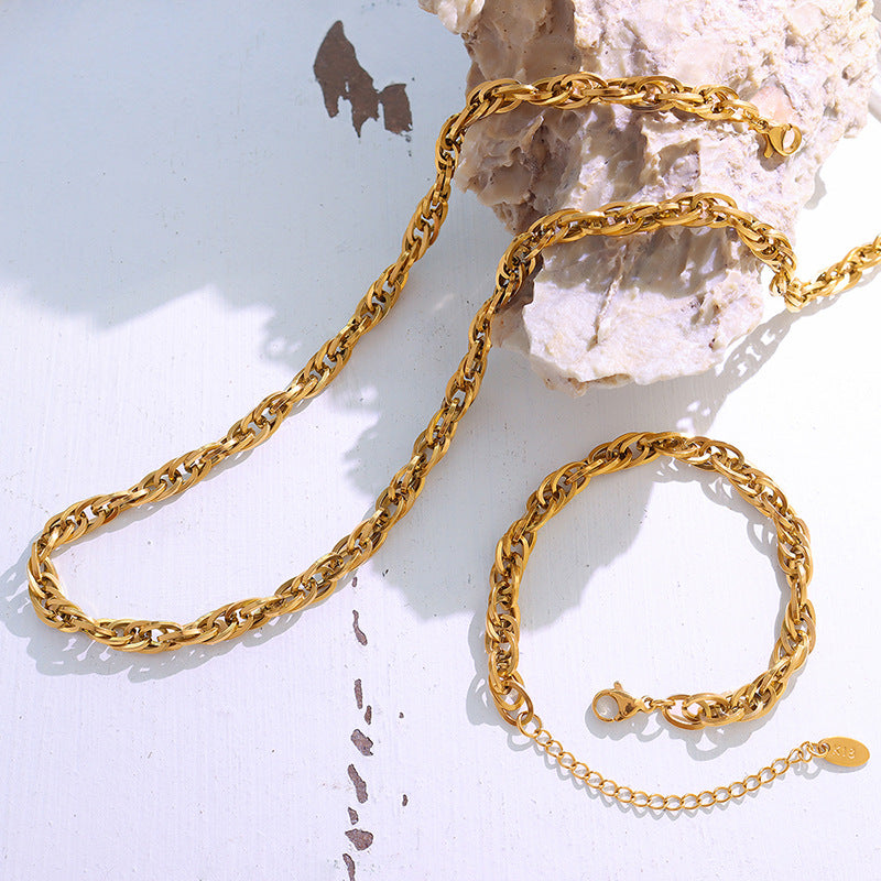 Link Chain Necklace and Bracelet Set