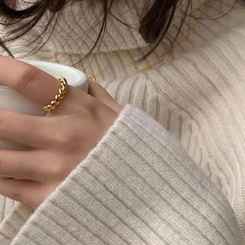 Cambered Surface 18K Gold Plated Ring