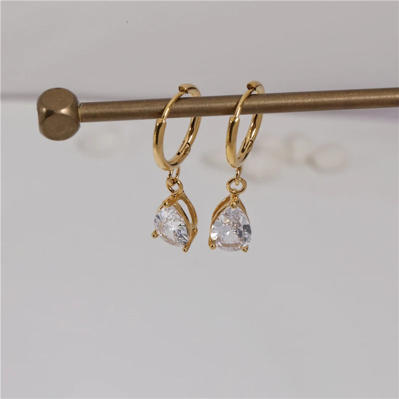 Water Drop 18K Gold Plated Hoop Earrings