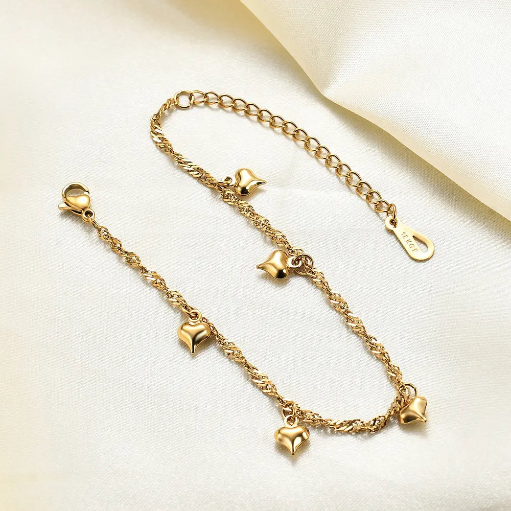 Love Heart 18K Gold Plated Charm Bracelet