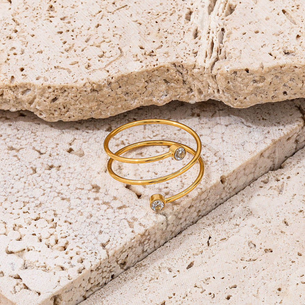 Dainty CZ Spiral Ring | 18K Gold Plated