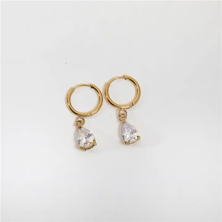 Water Drop 18K Gold Plated Hoop Earrings
