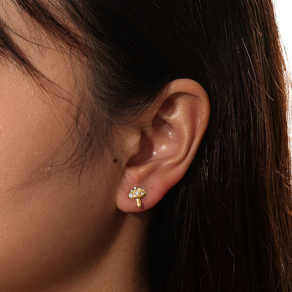 Mushroom CZ Pendant Necklace & Earrings