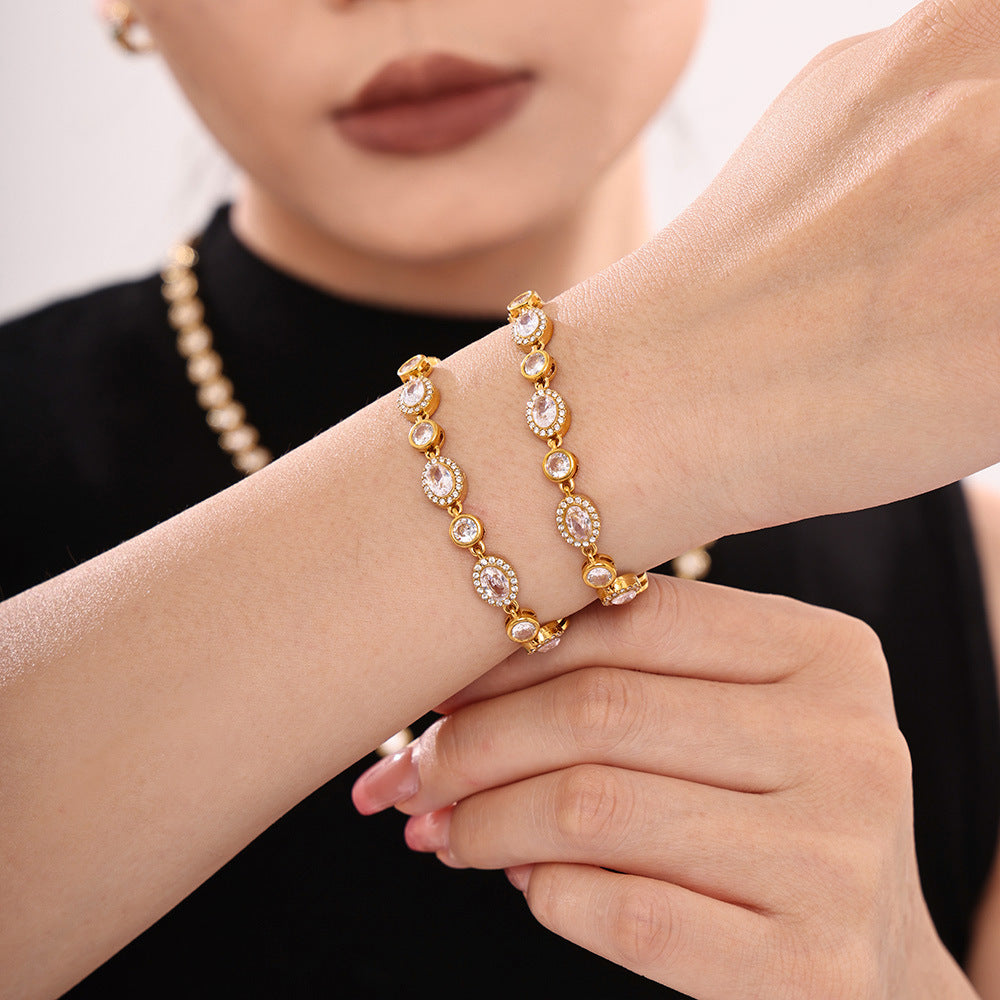 CZ Pave Chain Bracelet | 18K Gold Plated