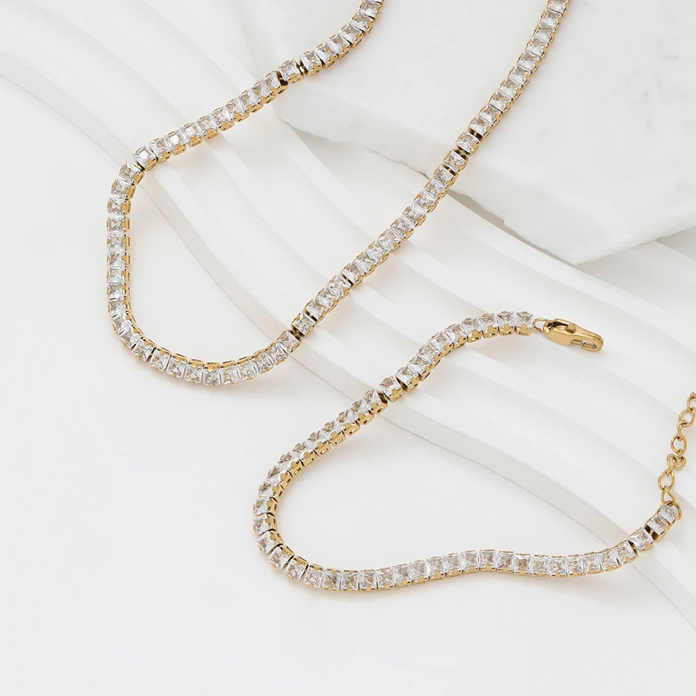 Tennis Cubic Zirconia 18K Gold Plated Set