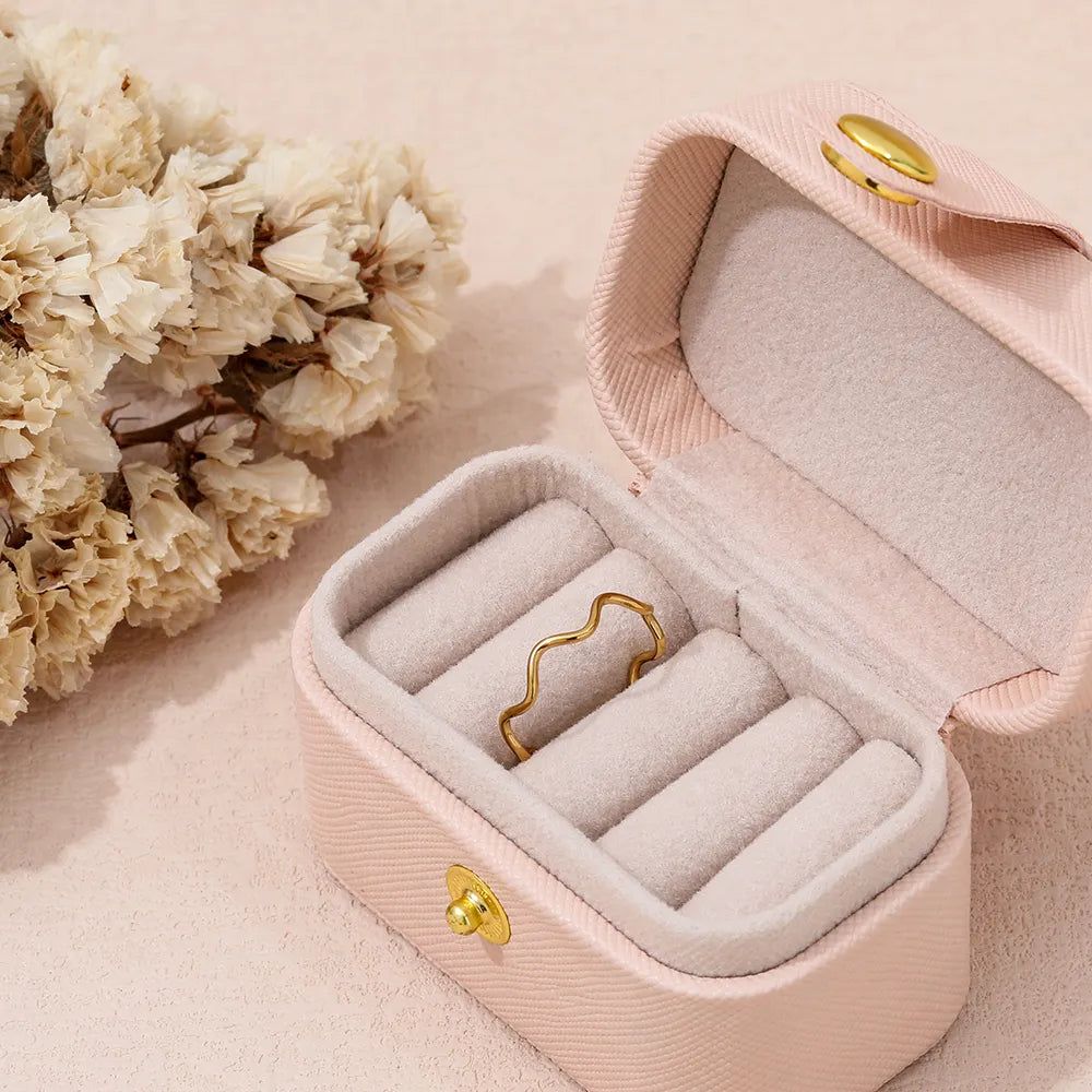 Waved Super Fine Dainty Band Ring | 18K Gold Plated