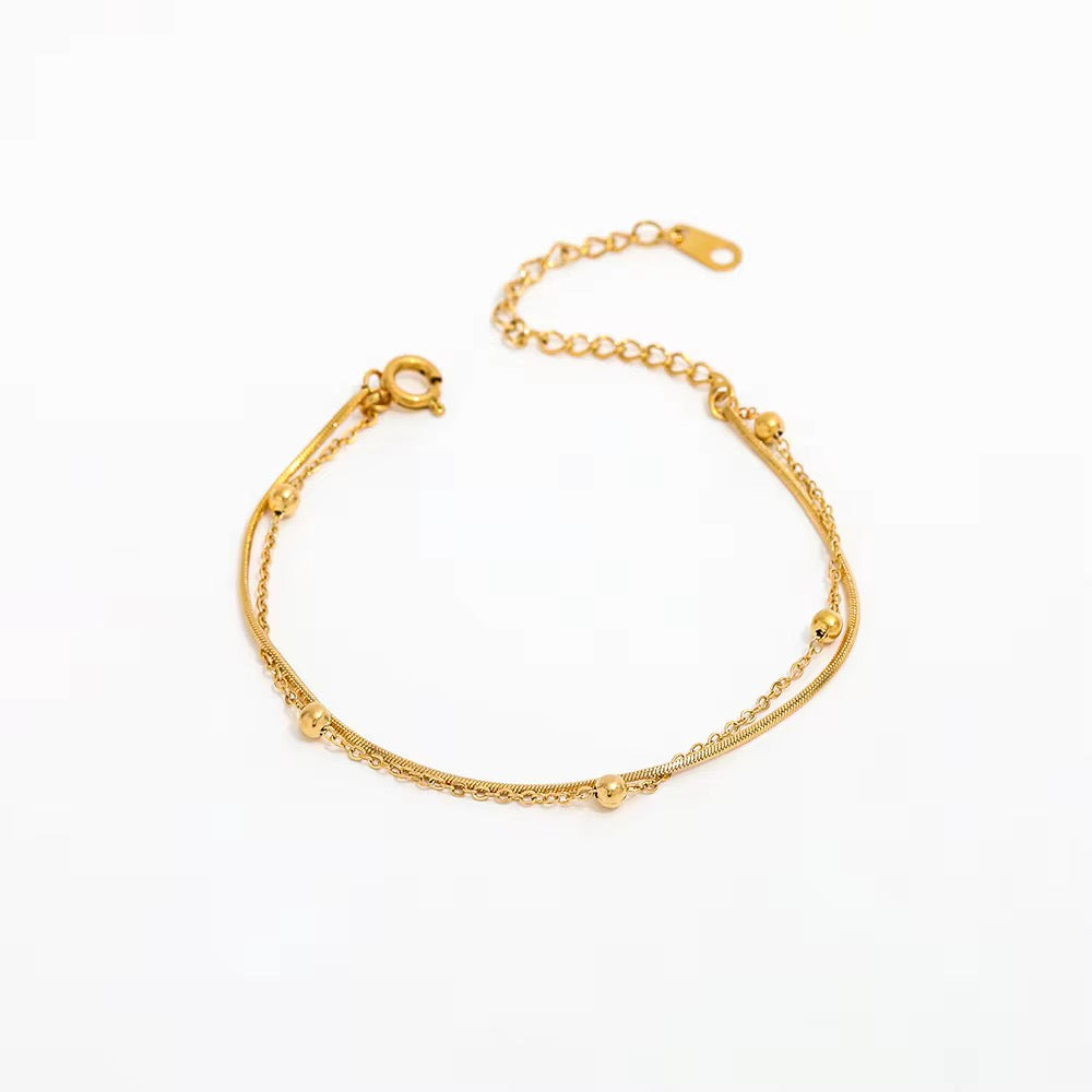Beads Double Layer Bracelet Stainless Steel