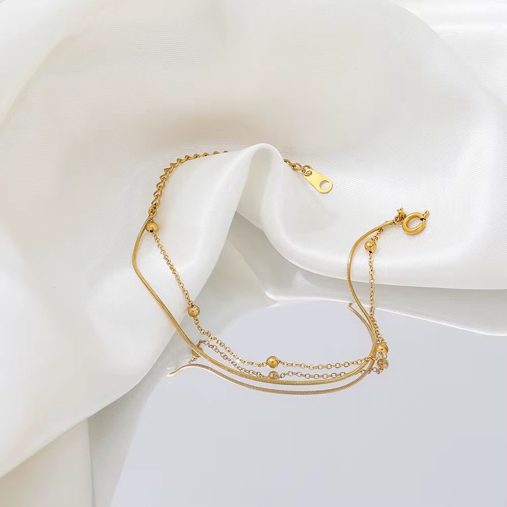 Beads Double Layer Bracelet Stainless Steel