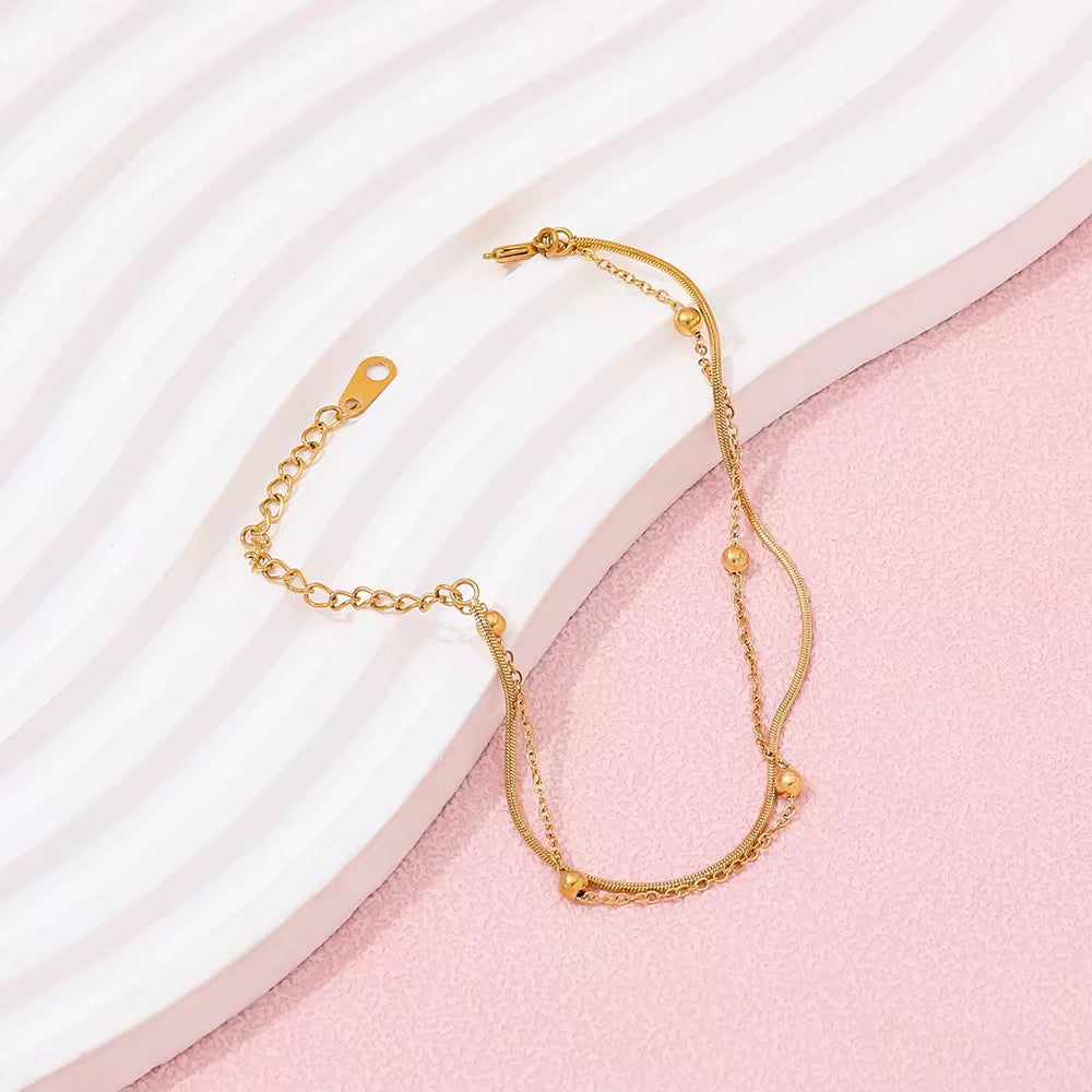 Beads Double Layer Bracelet Stainless Steel