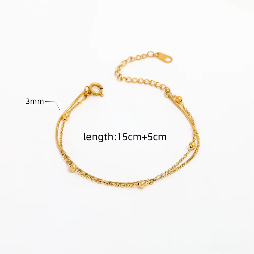 Beads Double Layer Bracelet Stainless Steel