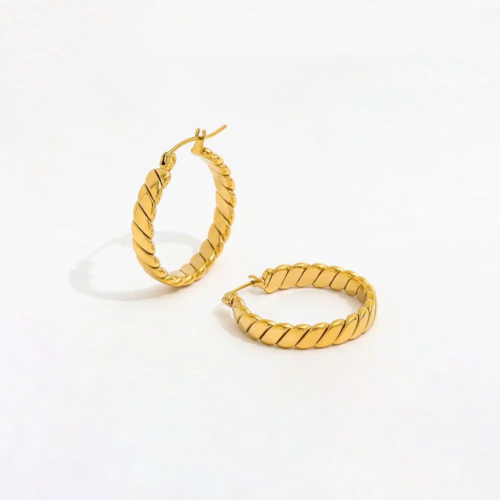 Line Hoop Earring | 18K Gold Plated