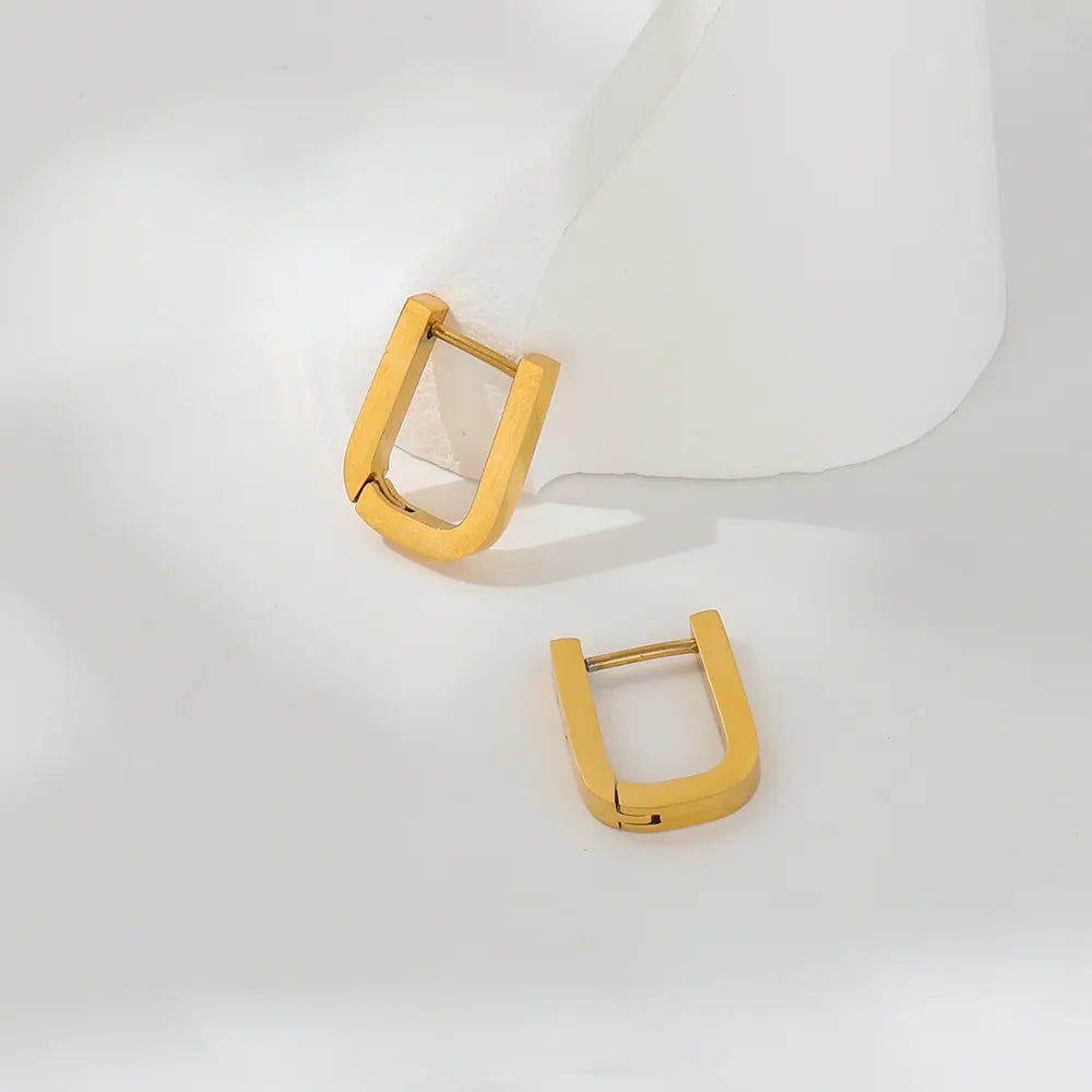 Rectangle Hoop Earrings | 18K Gold Plated