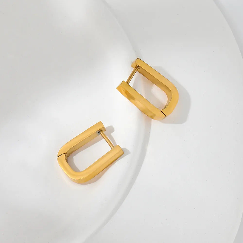 Rectangle Hoop Earrings | 18K Gold Plated