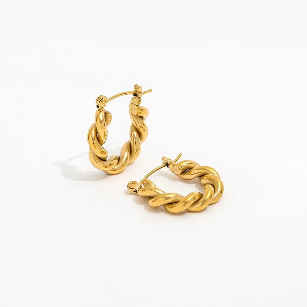 Rope Twisted Hoop Earrings | 18K Gold Plated