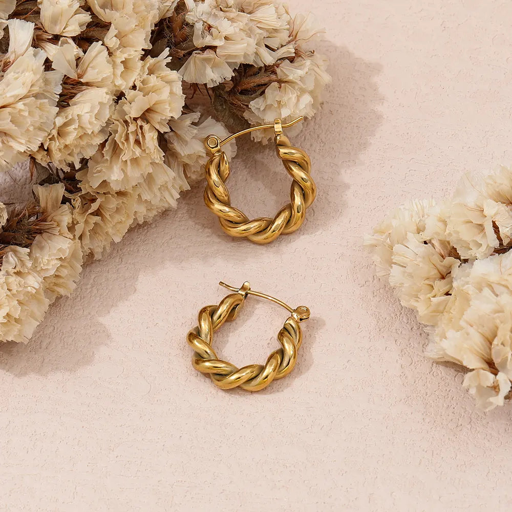 Rope Twisted Hoop Earrings | 18K Gold Plated