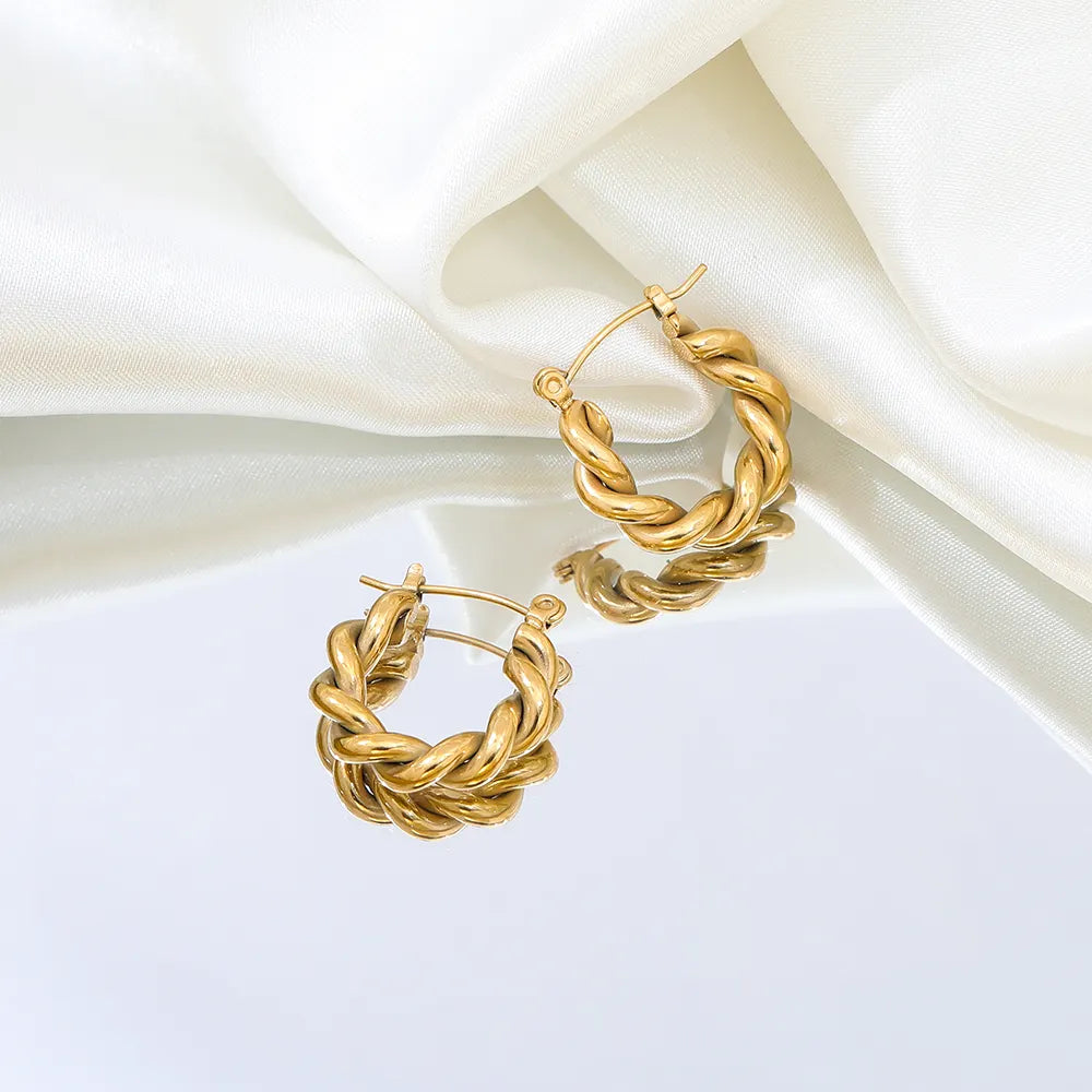 Rope Twisted Hoop Earrings | 18K Gold Plated