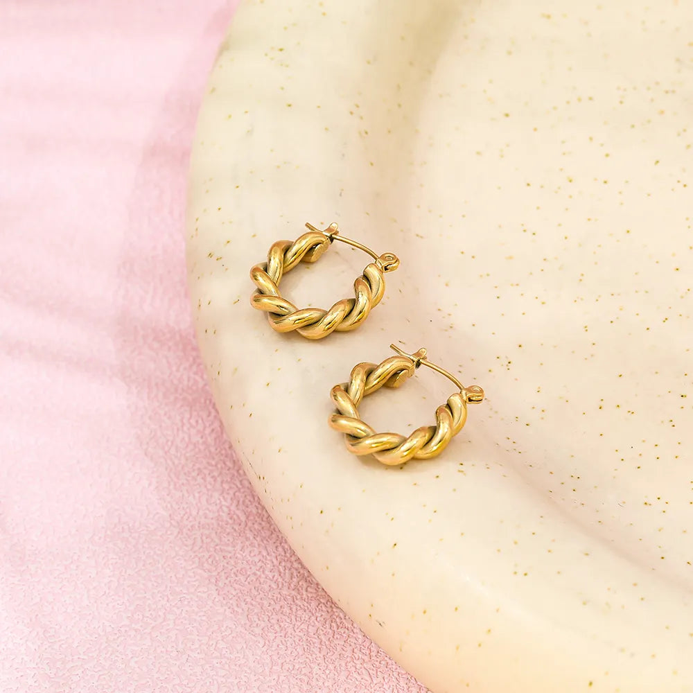 Rope Twisted Hoop Earrings | 18K Gold Plated